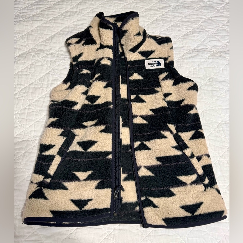 The North Face Black and Cream Patterned Vest